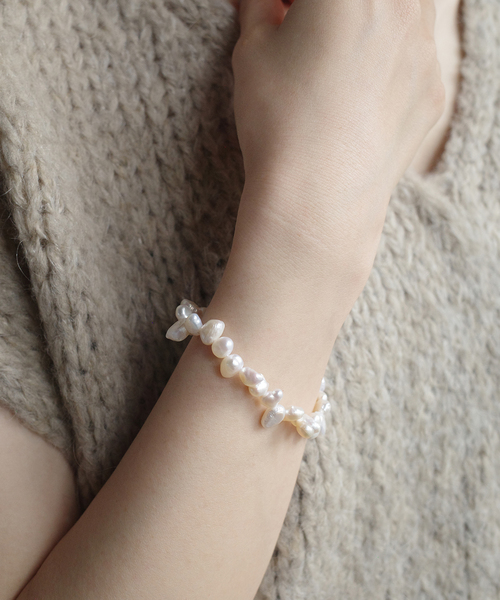 ホワイトパール ストレッチブレスレット セール】AGAPEE パールブレスレット ESTEE BRACELET（ブレスレット