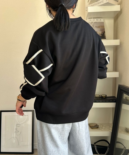 deux amour(ドゥーザムール)の「リボン付きトレーナー(スウェット・レディース・ベージュ/ブラック/カーキ/ホワイト・M~L)」の8枚目の写真