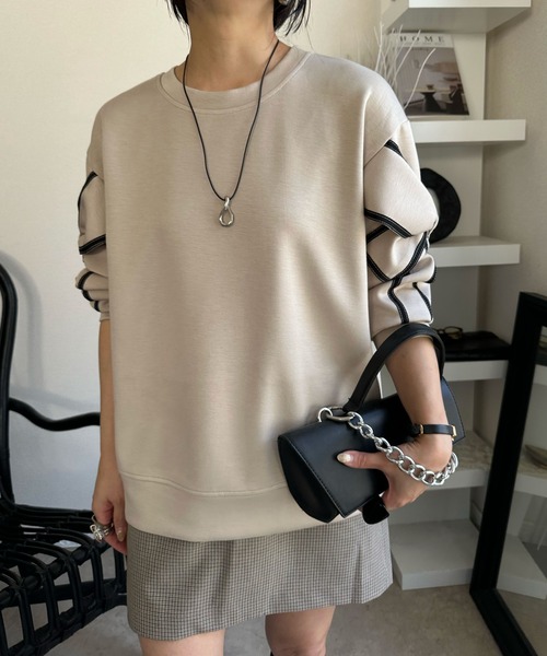 deux amour(ドゥーザムール)の「リボン付きトレーナー(スウェット・レディース・ベージュ/ブラック/カーキ/ホワイト・M~L)」の10枚目の写真