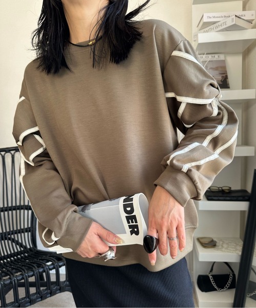 deux amour(ドゥーザムール)の「リボン付きトレーナー(スウェット・レディース・ベージュ/ブラック/カーキ/ホワイト・M~L)」の18枚目の写真