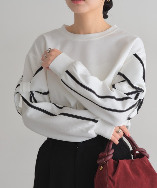 deux amour(ドゥーザムール)の「リボン付きトレーナー(スウェット・レディース・ベージュ/ブラック/カーキ/ホワイト・M~L)」の22枚目の写真