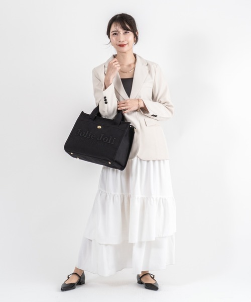 Jolie Joli(ジョリージョリ)の「【Jolie Joli/ジョリージョリ】ロゴ刺繍 コットン キャンバス 2WAYハンドバッグ ショルダーバッグ A4対応(ハンドバッグ・レディース・グレー/ブラック/ネイビー・FREE)」の14枚目の写真