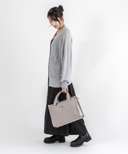 Jolie Joli(ジョリージョリ)の「【Jolie Joli/ジョリージョリ】ロゴ刺繍 コットン キャンバス 2WAYハンドバッグ ショルダーバッグ A4対応(ハンドバッグ・レディース・グレー/ブラック/ネイビー・FREE)」の19枚目の写真
