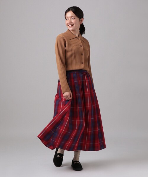 タータンチェック柄タックスカート/Afternoon Tea Original