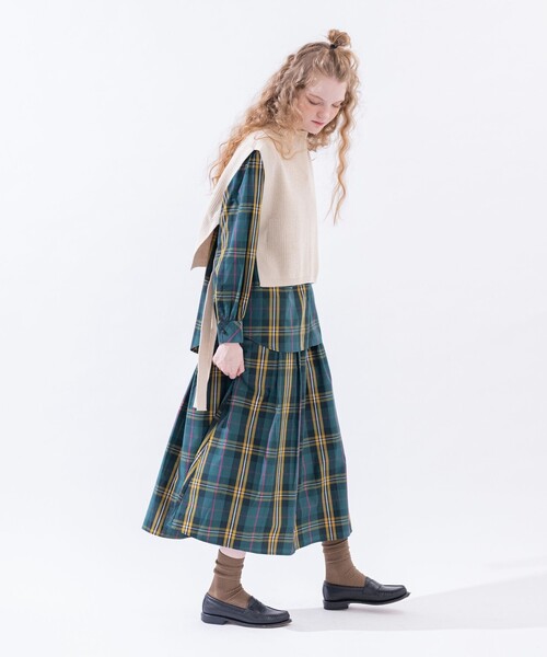 タータンチェック柄タックスカート/Afternoon Tea Original Tartans