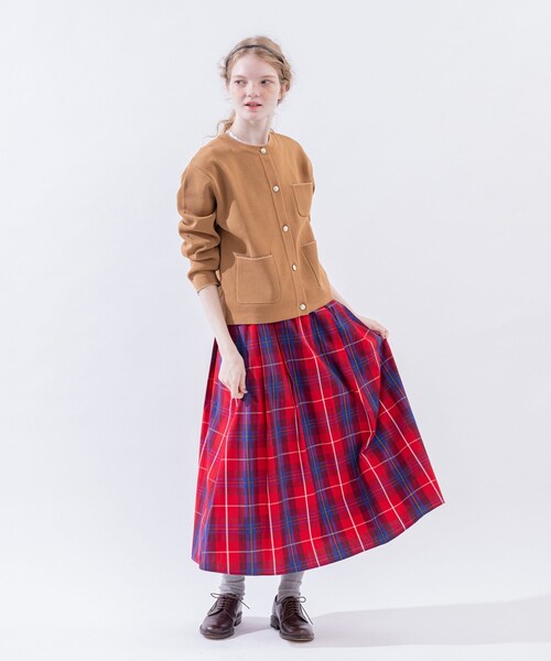 ハンドメイド作家タータンチェック タックスカート sorasneedlework ハンドメイド作家タータンチェック タックスカート