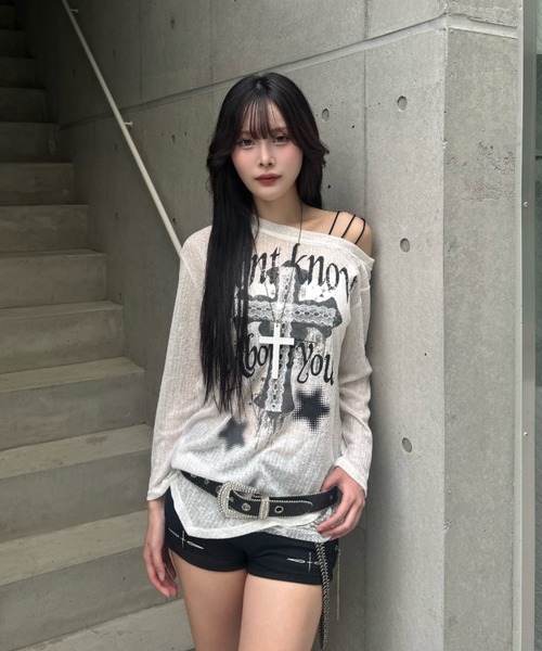 ZIPPER CLUB（ZIPPER CLUB ジッパークラブ）の「lace cross motif knit（ニット/セーター・レディース・ブラック/ホワイト・SMALL/MEDIUM）」の4枚目の写真