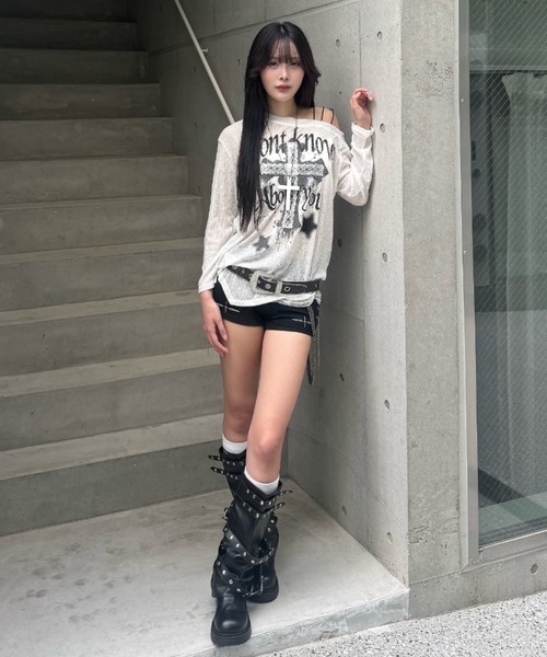 ZIPPER CLUB（ZIPPER CLUB ジッパークラブ）の「lace cross motif knit（ニット/セーター・レディース・ブラック/ホワイト・SMALL/MEDIUM）」の6枚目の写真