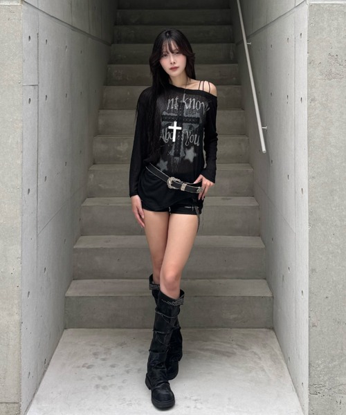 ZIPPER CLUB（ZIPPER CLUB ジッパークラブ）の「lace cross motif knit（ニット/セーター・レディース・ブラック/ホワイト・SMALL/MEDIUM）」の10枚目の写真
