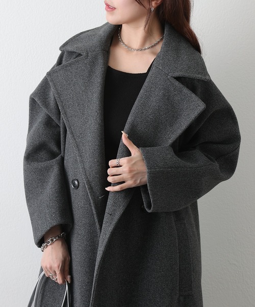 セール】テックウールラグランスリーブロングコート（チェスターコート