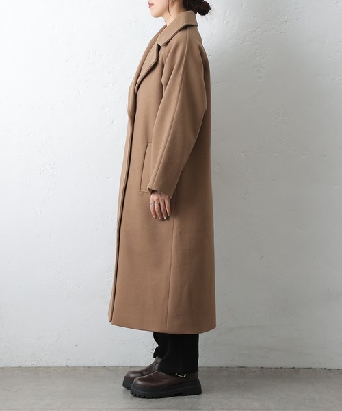 セール】テックウールラグランスリーブロングコート（チェスターコート