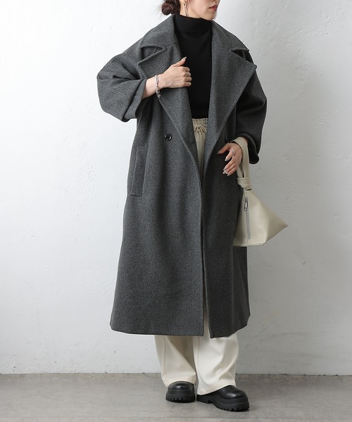セール】テックウールラグランスリーブロングコート（チェスターコート