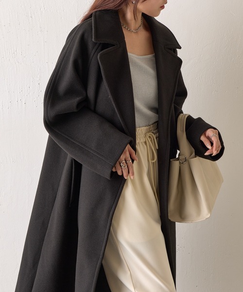 Epine バッドスリーブロングウールコート セール】テックウールラグランスリーブロングコート（チェスターコート