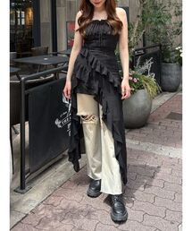 EVRIS | ギャザーアシンメトリーロングワンピース(ワンピース)