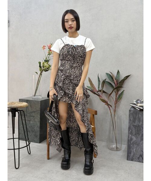 EVRIS ギャザーアシンメトリーロングワンピース EVRIS（エヴリス） ワンピース ギャザーアシンメトリーロング