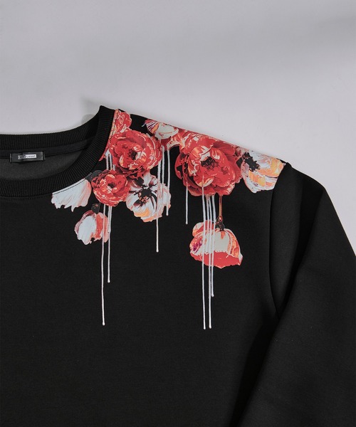 Ellno Loset（エルノロゼット）の「フラワープリントスリットジップポンチロンT（Tシャツ/カットソー・メンズ・ブラック/チャコール・SMALL/MEDIUM/LARGE）」の14枚目の写真