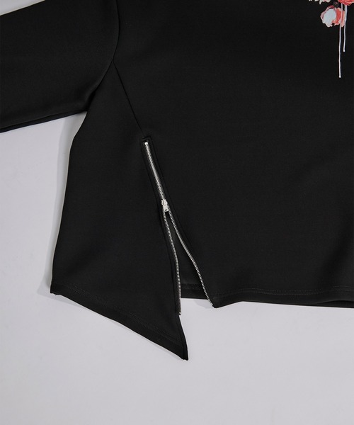 Ellno Loset（エルノロゼット）の「フラワープリントスリットジップポンチロンT（Tシャツ/カットソー・メンズ・ブラック/チャコール・SMALL/MEDIUM/LARGE）」の16枚目の写真