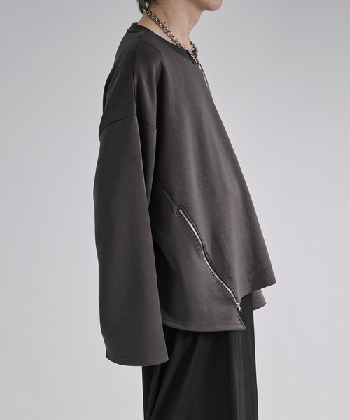 Ellno Loset（エルノロゼット）の「フラワープリントスリットジップポンチロンT（Tシャツ/カットソー・メンズ・ブラック/チャコール・SMALL/MEDIUM/LARGE）」の19枚目の写真