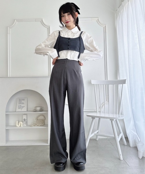 Loueme(ルエム)の「バックリボンタックパンツ(スラックス・レディース・ブラック/グレー・S/M)」の8枚目の写真