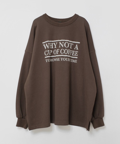 URCH RNA(アーチ アールエヌエー)の「M2553 ”コーヒーどうですか”プリントビッグプルオーバー(Tシャツ/カットソー・レディース・シルバー系その他/チョコ/チャコール・FREE)」の7枚目の写真