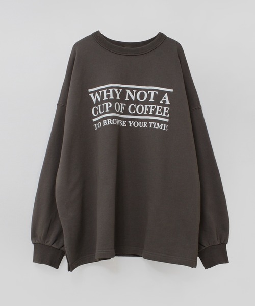 URCH RNA(アーチ アールエヌエー)の「M2553 ”コーヒーどうですか”プリントビッグプルオーバー(Tシャツ/カットソー・レディース・シルバー系その他/チョコ/チャコール・FREE)」の6枚目の写真