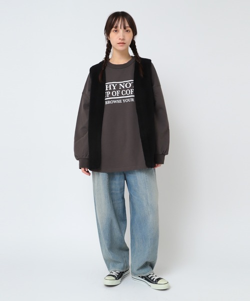 URCH RNA(アーチ アールエヌエー)の「M2553 ”コーヒーどうですか”プリントビッグプルオーバー(Tシャツ/カットソー・レディース・シルバー系その他/チョコ/チャコール・FREE)」の9枚目の写真