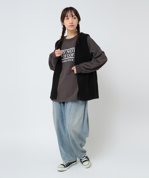 URCH RNA(アーチ アールエヌエー)の「M2553 ”コーヒーどうですか”プリントビッグプルオーバー(Tシャツ/カットソー・レディース・シルバー系その他/チョコ/チャコール・FREE)」の12枚目の写真