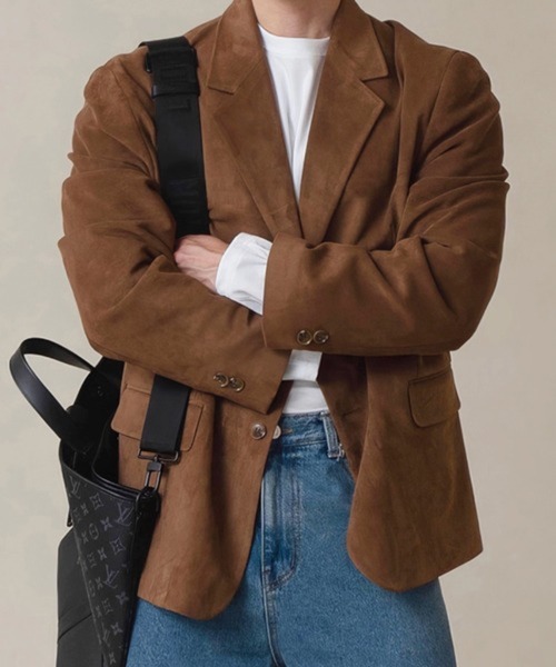 NOWLE(ノウル)の「【NOWLE】ルーズシルエット スエード テーラード ジャケット(テーラードジャケット・メンズ・ブラウン/ブラック・LARGE/X-LARGE/MEDIUM)」の3枚目の写真