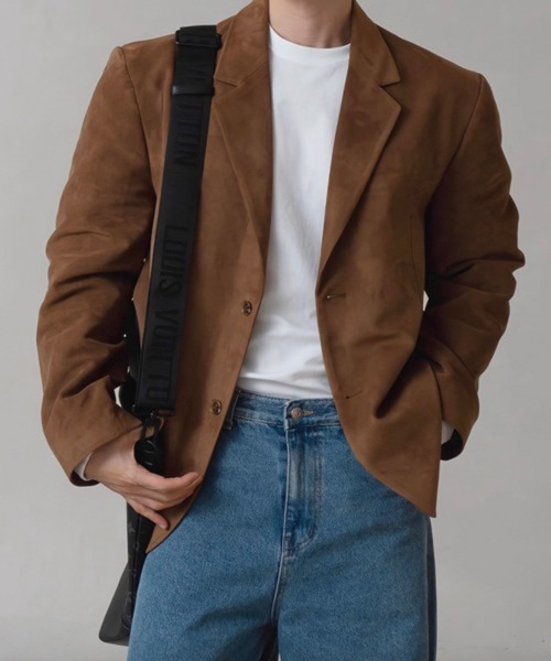NOWLE(ノウル)の「【NOWLE】ルーズシルエット スエード テーラード ジャケット(テーラードジャケット・メンズ・ブラウン/ブラック・LARGE/X-LARGE/MEDIUM)」の5枚目の写真