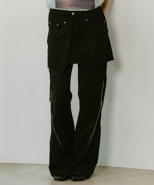 Knuth Marf(クヌースマーフ)の「2piece zip flare pants(その他パンツ・レディース・ブラック・XS/S)」の1枚目の写真