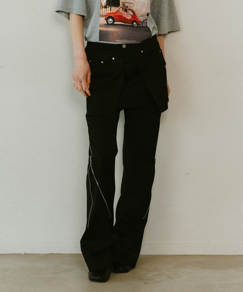 Knuth Marf(クヌースマーフ)の「2piece zip flare pants(その他パンツ・レディース・ブラック・XS/S)」の3枚目の写真