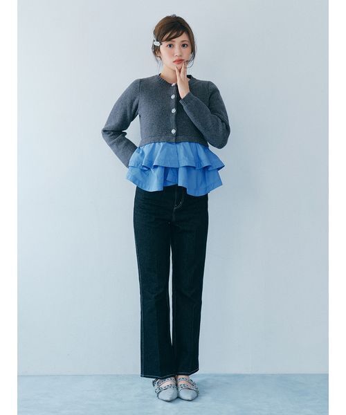 FURFUR（ファーファー）の「リボンステッチセミフレアデニムパンツ（デニムパンツ・レディース・ブラウン/ブラック/サックスブルー・0/1）」の12枚目の写真