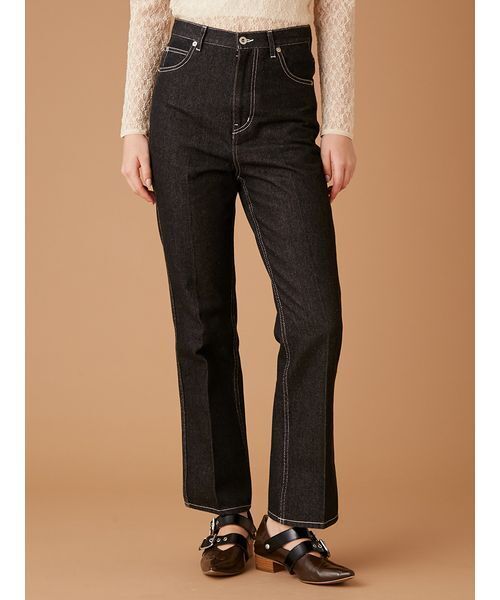 FURFUR（ファーファー）の「リボンステッチセミフレアデニムパンツ（デニムパンツ・レディース・ブラウン/ブラック/サックスブルー・0/1）」の14枚目の写真