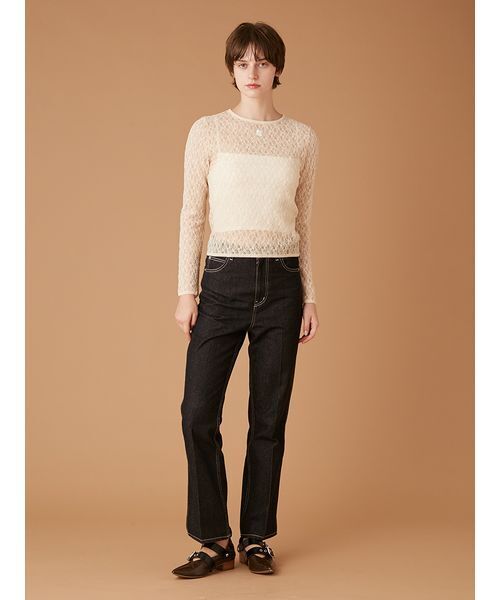 FURFUR（ファーファー）の「リボンステッチセミフレアデニムパンツ（デニムパンツ・レディース・ブラウン/ブラック/サックスブルー・0/1）」の19枚目の写真