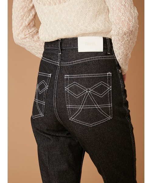 FURFUR（ファーファー）の「リボンステッチセミフレアデニムパンツ（デニムパンツ・レディース・ブラウン/ブラック/サックスブルー・0/1）」の18枚目の写真