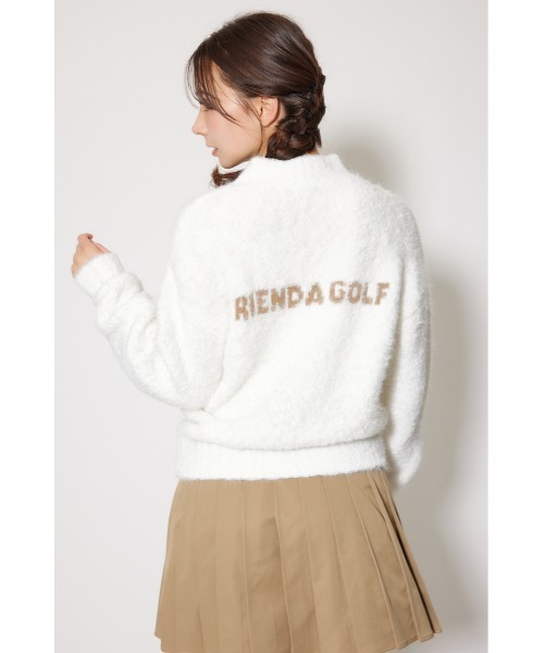 RIENDA GOLF(リエンダゴルフ)の「【RIENDA GOLF】フェイクレザーロゴシャギーニットトップス 秋服 冬服(ニット/セーター・レディース・アイボリー/ピンク/ブルー・SMALL/MEDIUM)」の12枚目の写真
