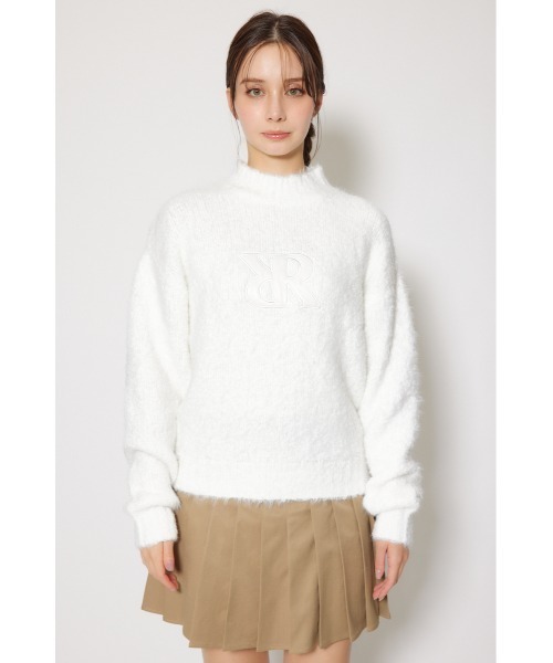 セール】【RIENDA GOLF】フェイクレザーロゴシャギーニットトップス 秋