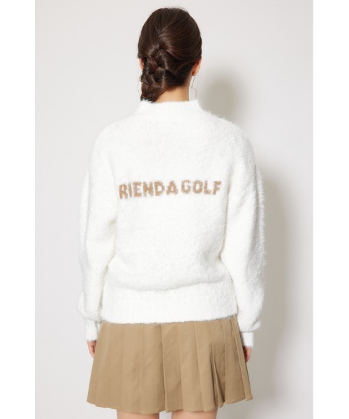 RIENDA GOLF】フェイクレザーロゴシャギーニットトップス 秋服 冬服