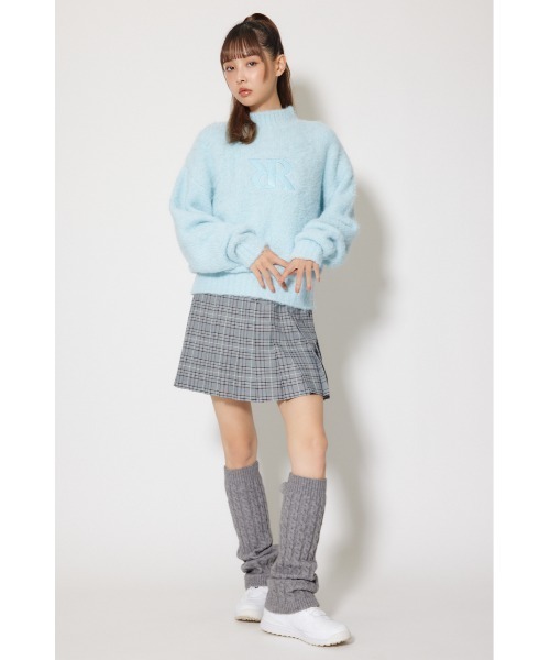 RIENDA GOLF】フェイクレザーロゴシャギーニットトップス 秋服 冬服