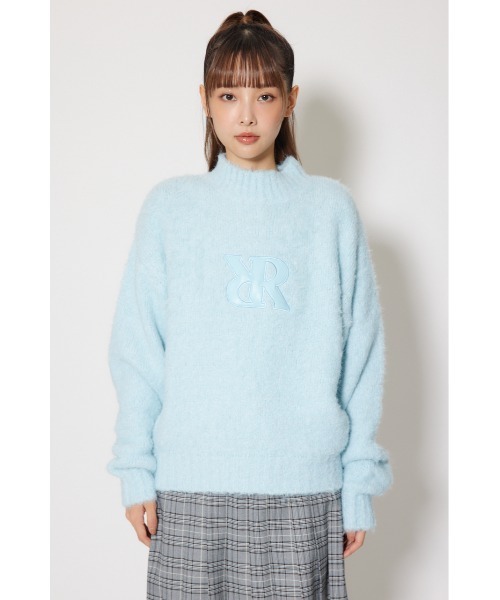 RIENDA GOLF】フェイクレザーロゴシャギーニットトップス 秋服 冬服