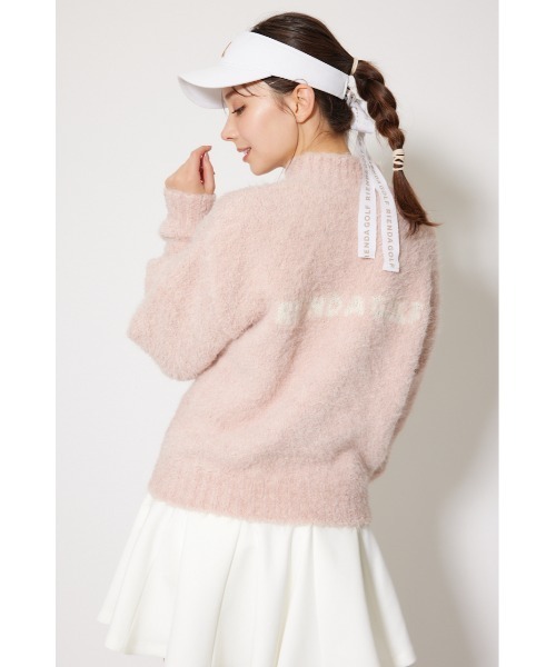 RIENDA GOLF(リエンダゴルフ)の「【RIENDA GOLF】フェイクレザーロゴシャギーニットトップス 秋服 冬服(ニット/セーター・レディース・アイボリー/ピンク/ブルー・SMALL/MEDIUM)」の4枚目の写真