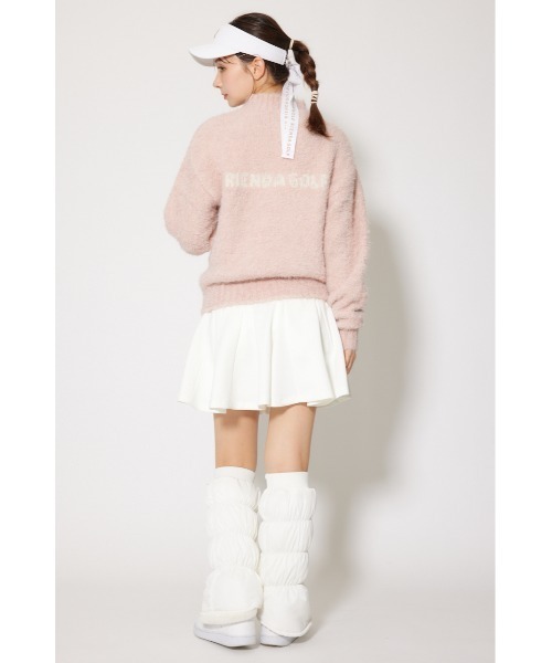 RIENDA GOLF(リエンダゴルフ)の「【RIENDA GOLF】フェイクレザーロゴシャギーニットトップス 秋服 冬服(ニット/セーター・レディース・アイボリー/ピンク/ブルー・SMALL/MEDIUM)」の6枚目の写真