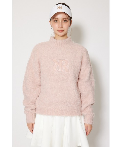 セール】【RIENDA GOLF】フェイクレザーロゴシャギーニットトップス 秋