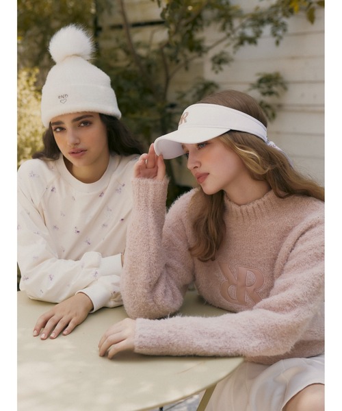 セール】【RIENDA GOLF】フェイクレザーロゴシャギーニットトップス 秋