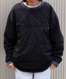 RVCA メンズ GRANT PUFFER REVERSIBLE CR トレーナー 【2025年秋冬モデル】/ルーカリバーシブルスウェットトレーナー(SET UP・セットアップ可能・空港コーデ)