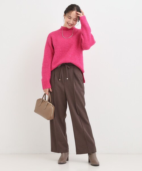 DRESKIP（ドレスキップ）の「【S-LL】ほんのりラメで華やか ふわふわハイネックニット（ニット/セーター・レディース・オフホワイト/スモーキーグリーン系/ライトグレー/ピンク系・01/02/03/04）」の7枚目の写真