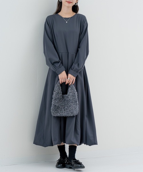 refinedworks（リファインドワークス）の「【refinedworks】 大人フェミニン な バルーンワンピース（ワンピース・レディース・カーキ/チャコールグレー・FREE）」の3枚目の写真