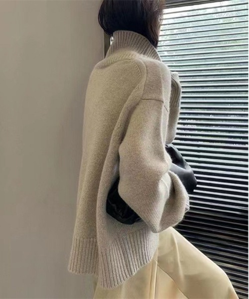 NEW GENTLEMAN(ニュージェントルマン)の「ミア タートルネック ルーズニット(ニット/セーター・レディース・モカ/ネイビー/ホワイト/ブラック/グレイッシュベージュ/ワイン/グレー・FREE)」の16枚目の写真