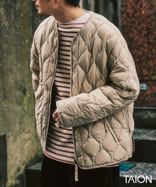 TAION(タイオン)の「TAION / タイオン M65 LINER W-ZIP SHORT DOWN JKT(ダウンジャケット/コート・メンズ・ブラック/カーキ/チャコールグレー/ベージュ・MEDIUM/LARGE/X-LARGE)」の3枚目の写真
