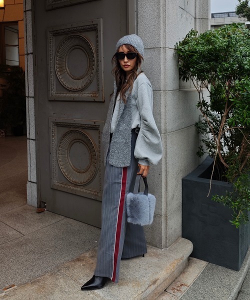 esutoreja（エストレジャ）の「ニットキャップマフラー（マフラー・レディース・グレー/アイボリー/ブラック・FREE）」の6枚目の写真